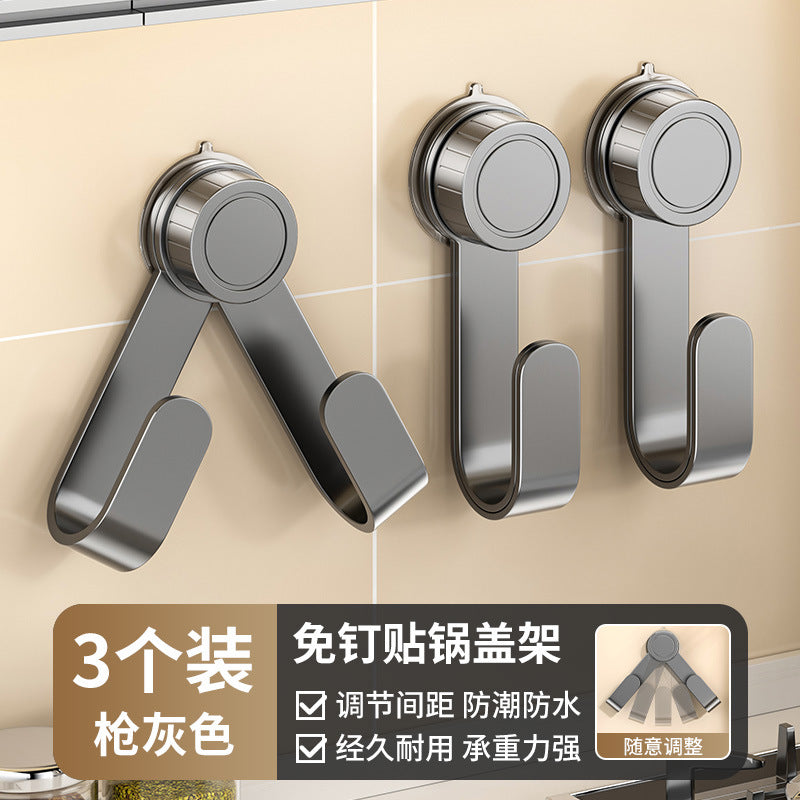 Suction Cup Wall-Mounted Pot Lid Holder Wall No-Drill Cutting Board Rack Storage Kitchen Organizer Pot Lid Organizer