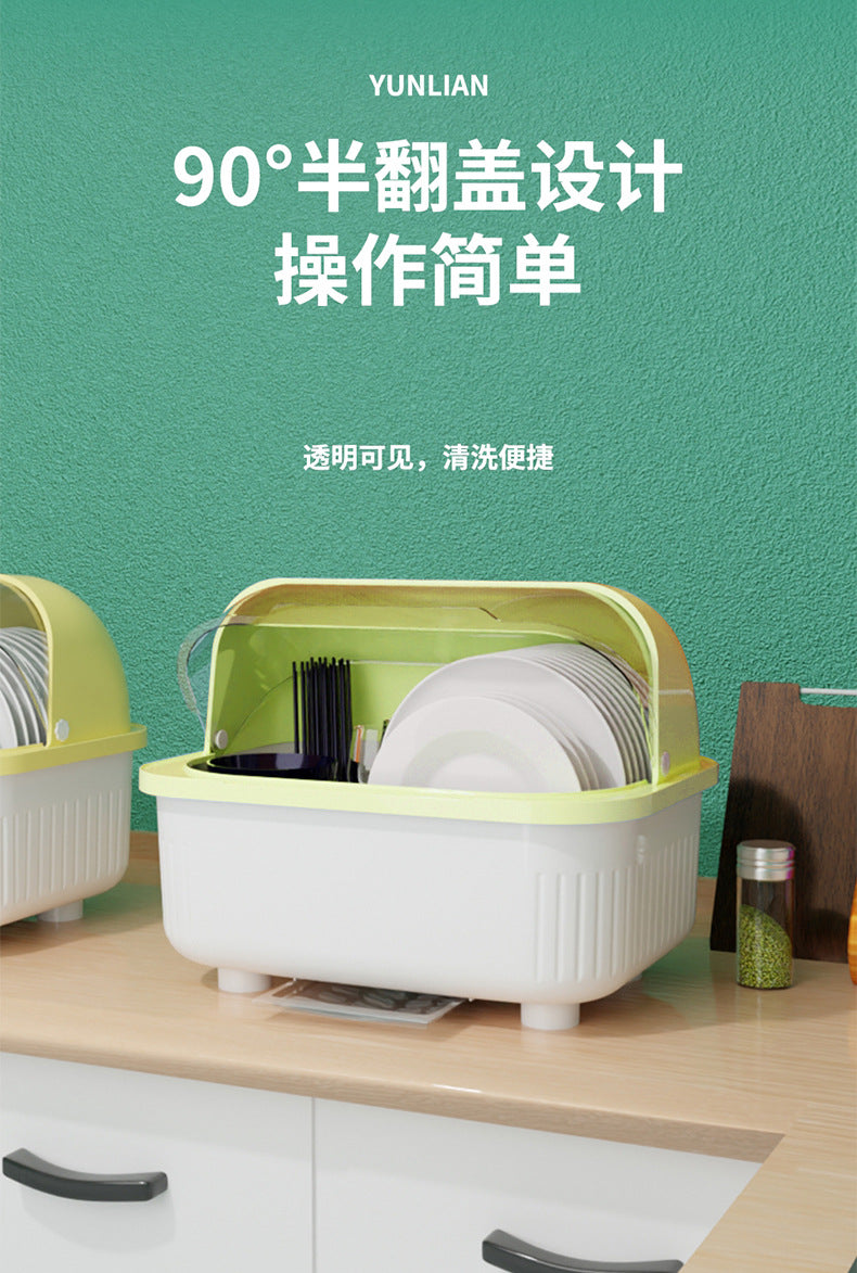 Kitchen Bowl Dish Rack Draining Bowl Rack Bowl and Chopstick Storage Box with Lid Bowl Cabinet One Piece Dropshipping