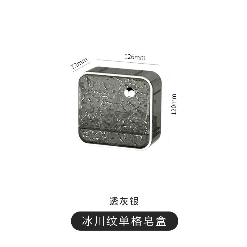 Soap Box No-Drill Wall-Mounted Bathroom Storage Box with Flip Cover Soap Holder Draining Soap Rack Double-Layer Soap Box