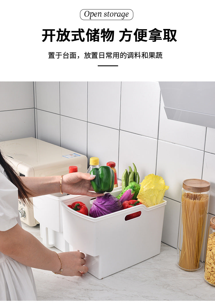 Kitchen Cabinet Storage Box Hanging Cabinet Organizer Handle Refrigerator Transparent Storage Basket with Handle High Storage Box