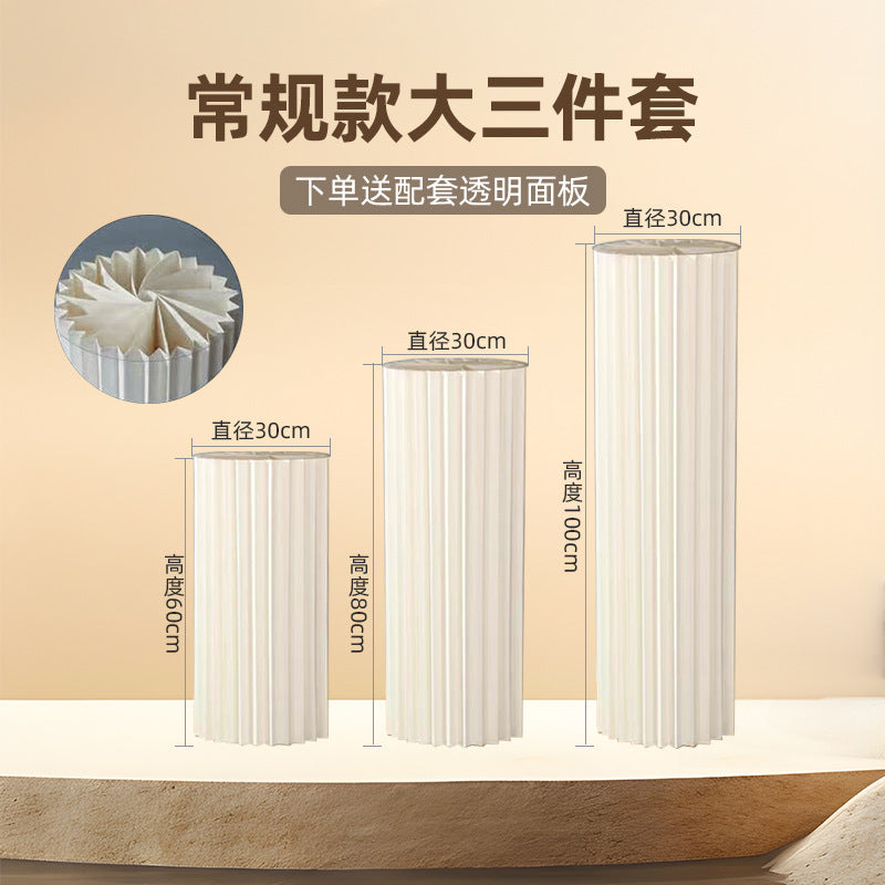 【Firefly Lantern】Live Streaming Background Decoration Foldable Round Column Paper Roman Column Folding Column Road Guide Ornament