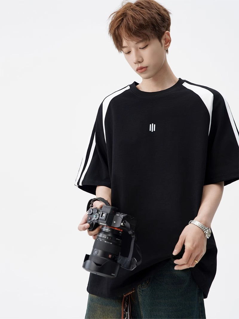2025New Trendy Ice Silk Short Sleeves t Men's Round Neck Pullover Top Summer American Style Heavy Loose T-Shirt