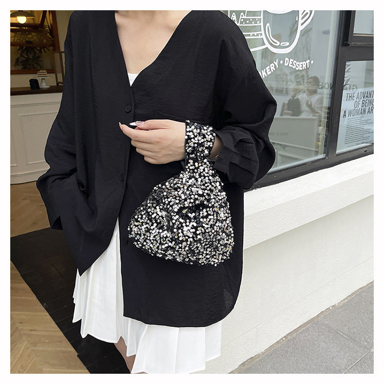 Fashion New Trendy Bag Niche Design Sequin Underarm Bag Trendy Niche Style High-End Single Shoulder Handbag