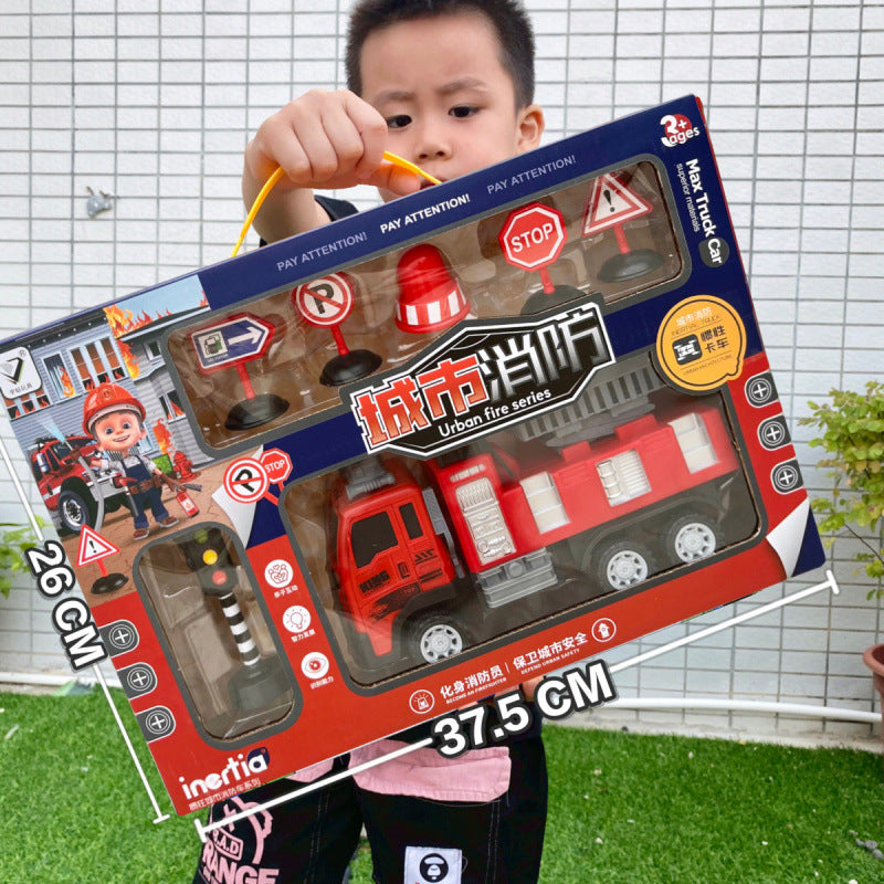 Durable Children's Toy Car Pull-Back Car Simulation Excavator Engineering Vehicle Fire Truck Airplane Model Boy's Gift