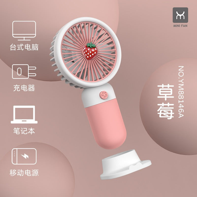 Children's Small Handheld Fan Student Gift Portable Cartoon Mini Portable Rechargeable Small Desktop Fan