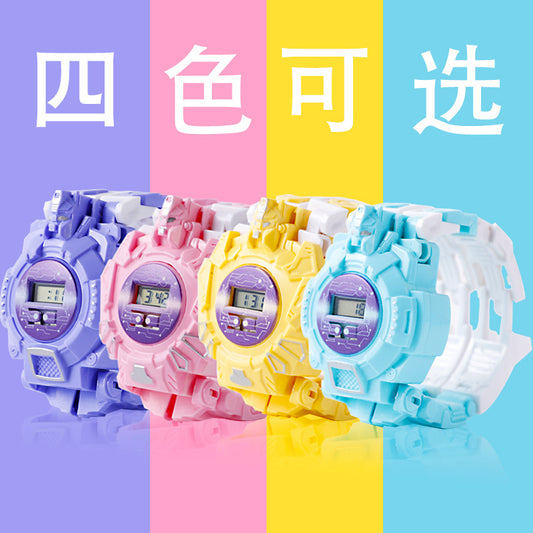 Children's Transforming Watch Electronic Watch Boys and Girls Robot Transforming Internet Celebrity Gift Kids Elementary School Student Gift Prize