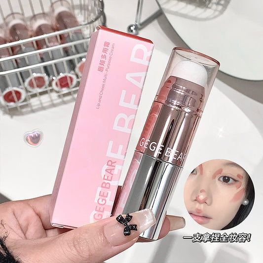 Gogo Bear Lip and Cheek Multi-use Cream Blush Colorful Vitality Long-lasting Matte Lip Mud Lip Gloss Rouge Cream Double-ended1283