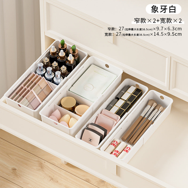 Drawer Storage Box Expandable Cabinet Divider Box Kitchen Tableware Desktop Cosmetics Miscellaneous Organizer Box