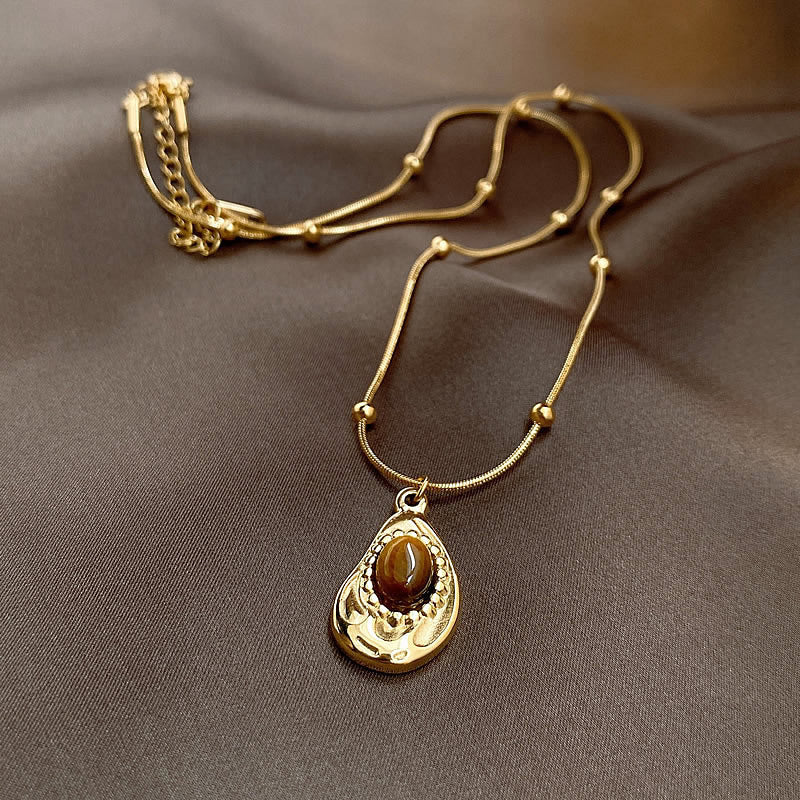 18K Real Gold Plated Moon Heart Pendant Necklace Simple Versatile Elegant Collarbone Chain Light Luxury High-End Necklace