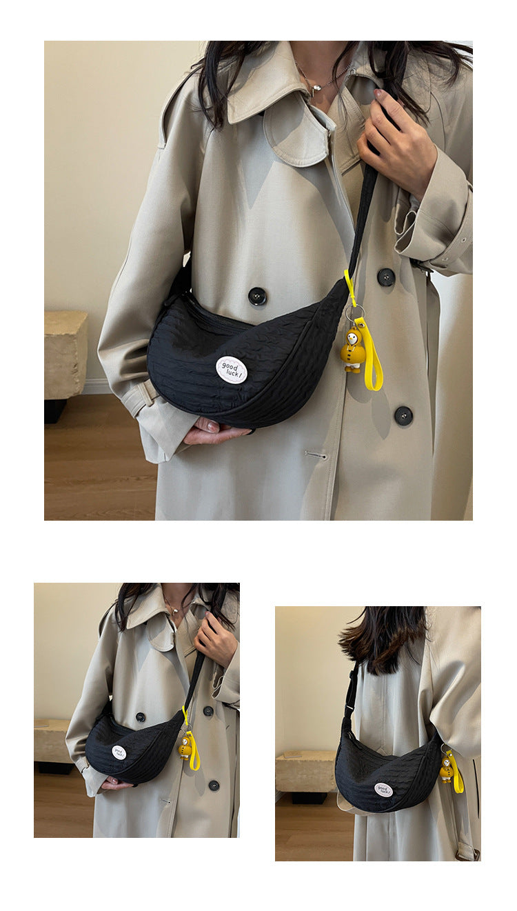 Cute and Versatile Niche Canvas Small Bag for Women2023New Women's Bag Korean Version Crossbody Bag Fashion Single Shoulder Dumpling Bag