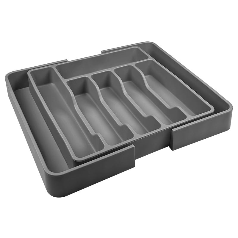 Cross-Border Utensil Tray Drawer Silicone Tableware Storage Box Shrinkable Storage Rack Kitchen Tool Storage Tray