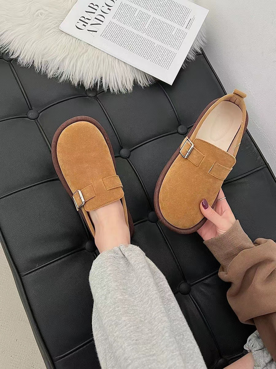 ins Super Popular Versatile Birkenstock Shoes for Female Students2024Spring and Autumn New Retro Slip-On Soft Sole Non-Slip Loafers