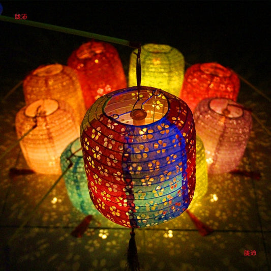 Children's Dance Lantern Festival Stall Handheld Glowing Winter Melon Hollow Paper Lantern Hanfu Photography Prop Ancient Style Lantern