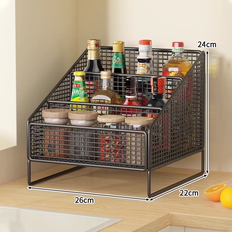 Seasoning Storage Rack Kitchen Organizer Household Cup Holder Countertop Multi-functional Spice Divider Storage Rack Desktop