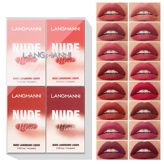 Langmanni16Lip Gloss Set Matte Velvet Four-Pack Lip Gloss Set