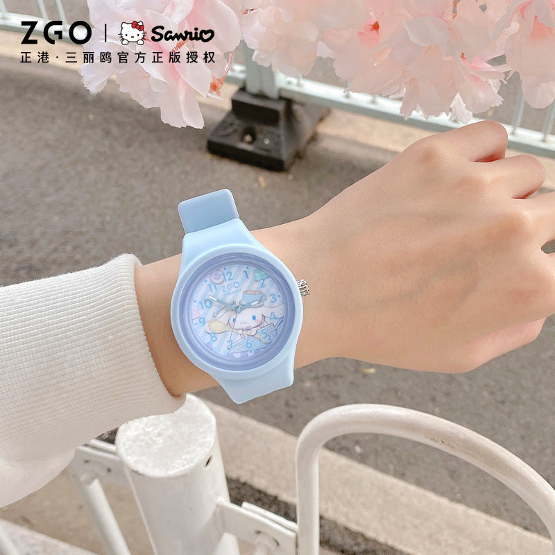 Sanrio Official Genuine Children's Watch for Girls, Cinnamoroll Waterproof, Only Tells Time, Quartz Watch for Middle School Students