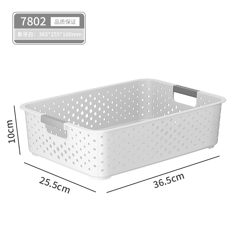 Japanese Style Kitchen Plastic Storage Basket Household Hollow Out Organizer Storage Box Handheld Bathroom Desktop Cosmetic Storage Basket
