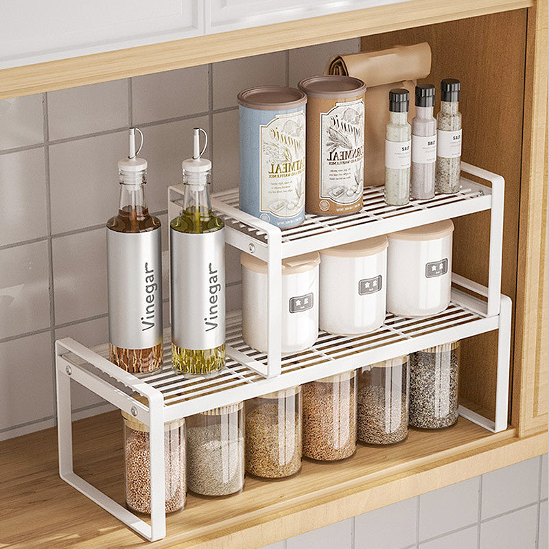 Cabinet Inner Layered Storage Rack Kitchen Countertop White Desktop Storage Rack Organizer Shelf for Seasonings, Bowls, Plates, and Cookware