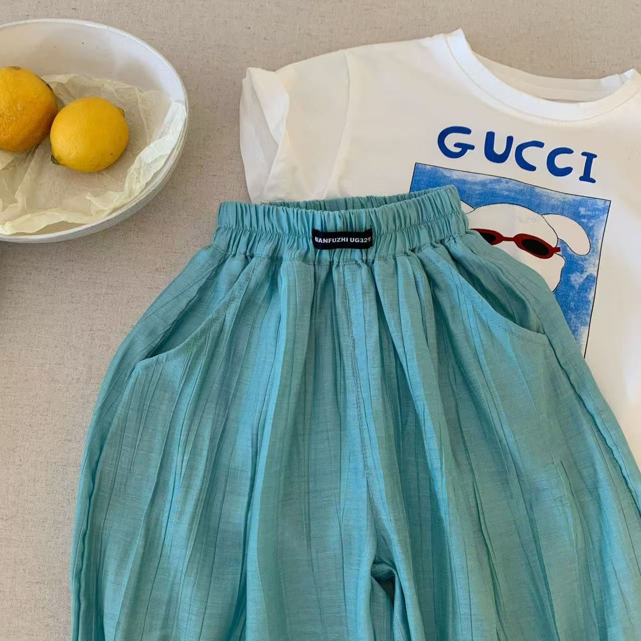 Sweet Little Brother Children's Anti-Mosquito Pants Thin Summer New Boys' Long Pants Soft Baby Solid Color Lantern Pants Girls' Trendy