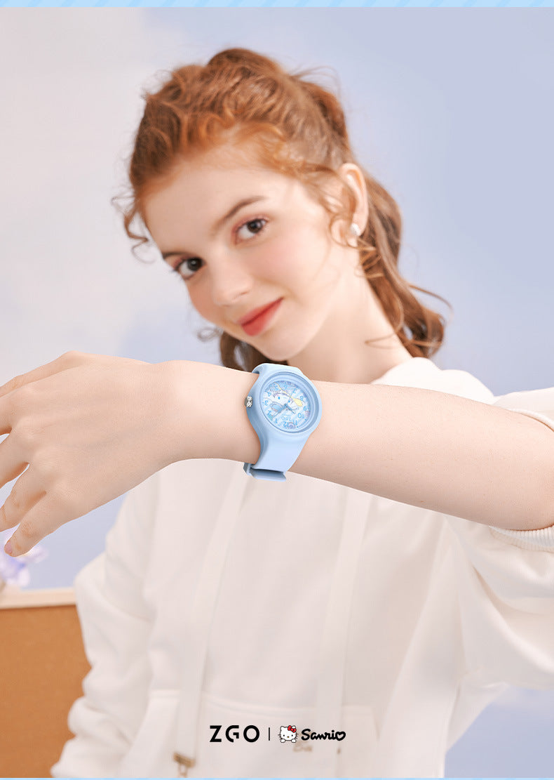 Sanrio Official Genuine Children's Watch for Girls, Cinnamoroll Waterproof, Only Tells Time, Quartz Watch for Middle School Students