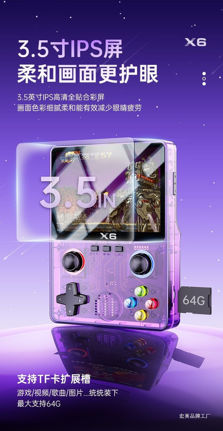2025New handheld game console cyberpunk style transparent game console GBA Nostalgia SFC Rechargeable Large Screen Handheld Game Console