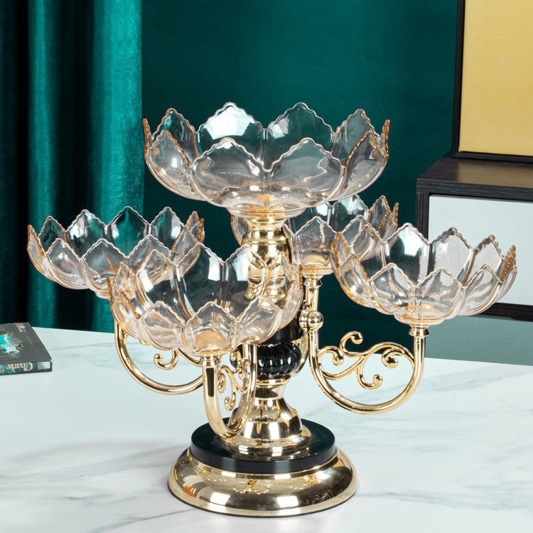 Fruit Plate Household Multi-layer Rotating Fruit Plate Living Room Fruit Plate European-style Light Luxury Crystal Plate Anti-Fall