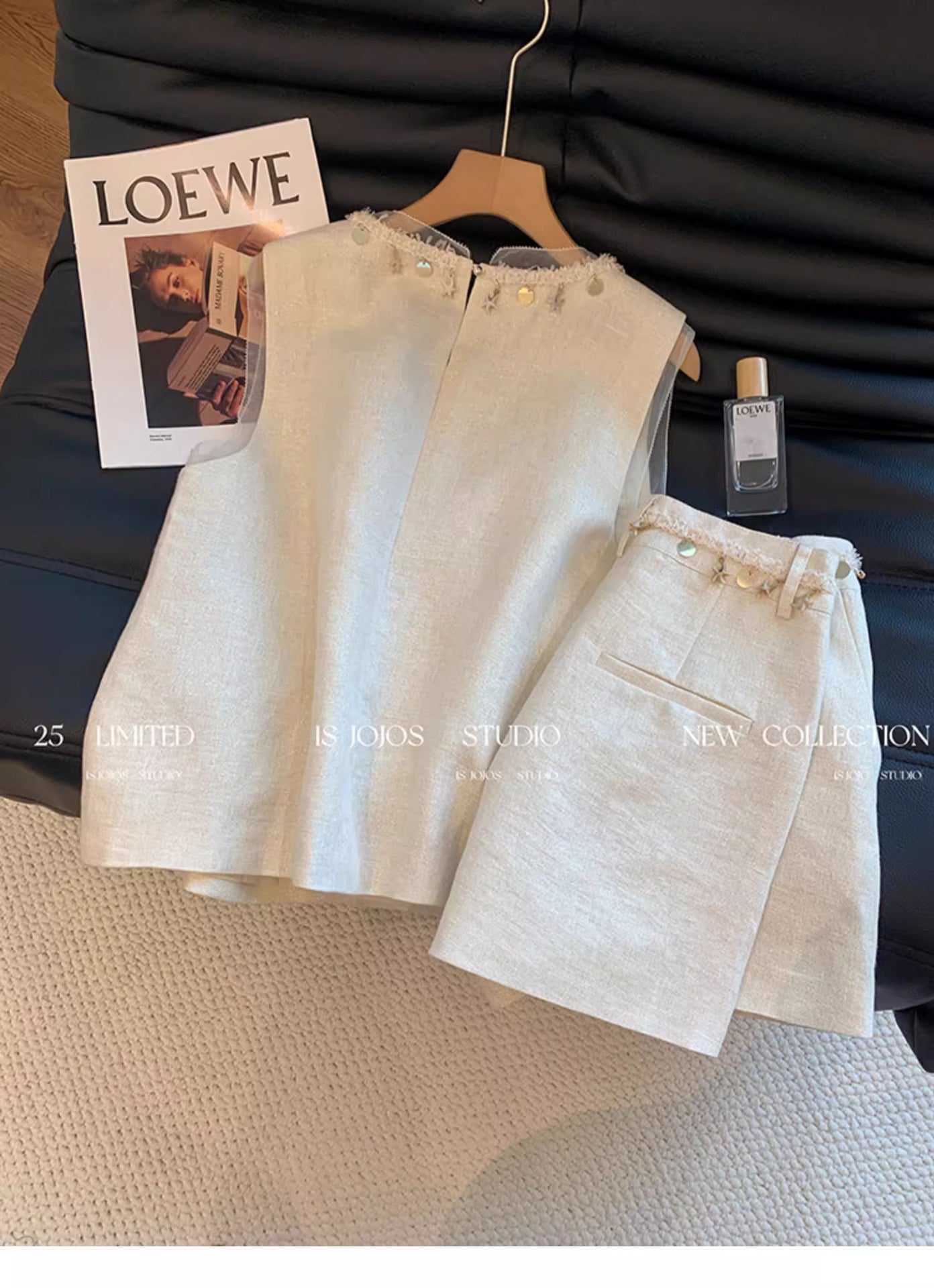 【Self-produced and self-sold, can accept orders】Shell Beaded Set for Women Summer Playful Youthful Versatile Shorts Two-Piece Set