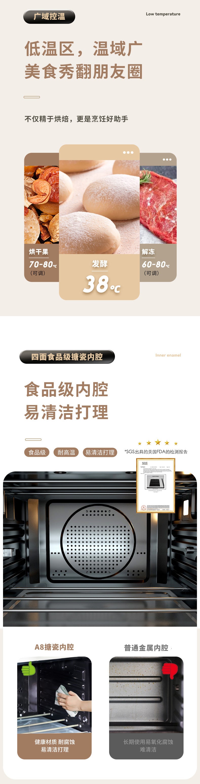 Convection Oven Commercial40L Household Small Baking Multi-Functional Fermentation Defrosting Enamel Air Fryer Electric Oven