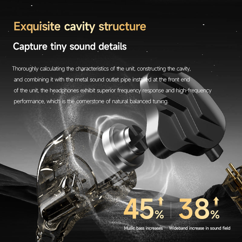 Cross-border new in-ear sports headphones with interchangeable cables, plug-in gaming style HIFI Dynamic Wired Earphones for Mobile Phones