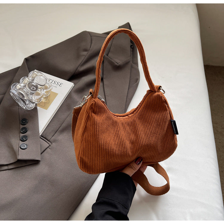 2024New Casual Large Capacity Women's Shoulder Bag Trendy Corduroy Versatile Crossbody Bag Trendy Bag Cross-Border Hot Item