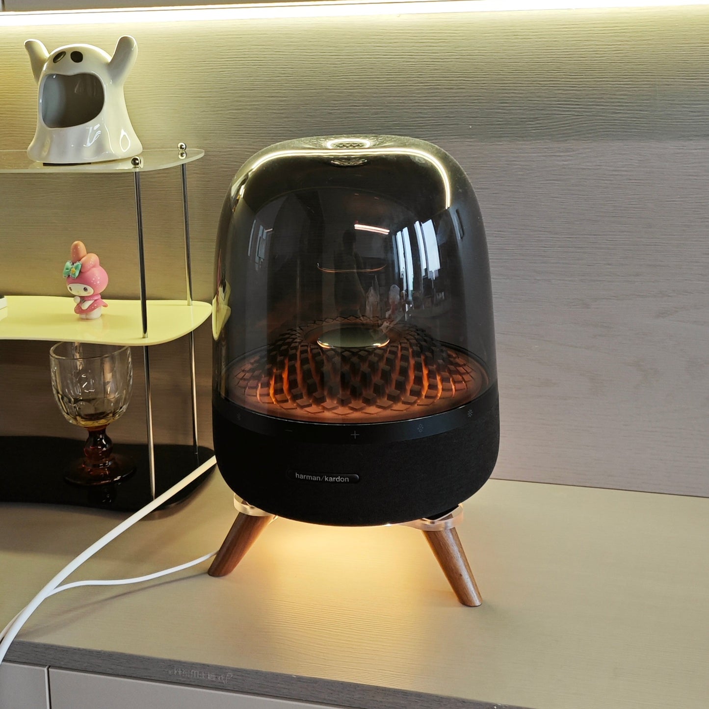 Harman Kardon Crystal Glass3Generation4Speaker Base Desktop Stand Solid Wood Anti-Vibration Non-Slip Rack
