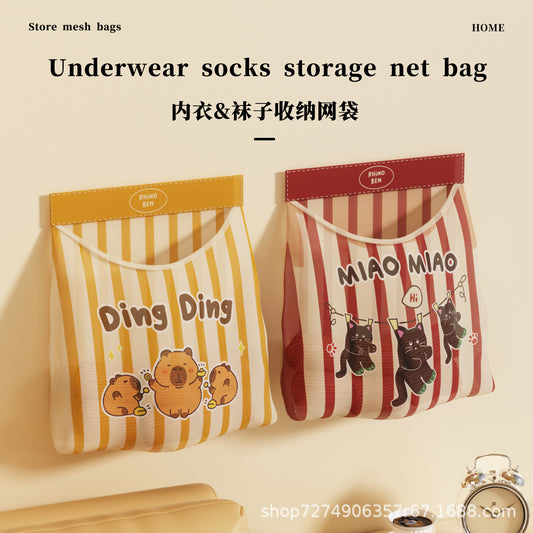 Magic Tape Sock Storage Bag Hanging Bag Door Back Storage Trash Bag Wall Hanging Miscellaneous Pocket Plastic Bag Storage Wall Hanging