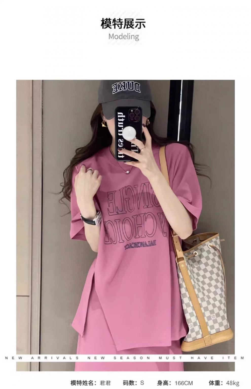 Plus Size Women's Summer Fashion Set European Style Belly Covering Slimming Skirt Two-Piece Set for Chubby Women mm300Jin