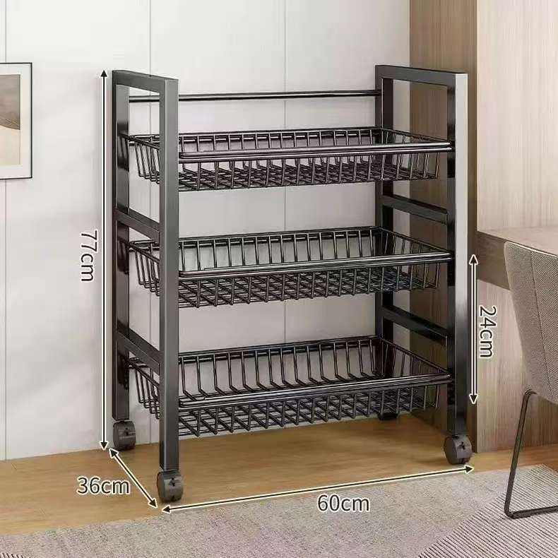 Kitchen Vegetable Basket Floor-standing Storage Rack Multi-layer Storage Vegetable and Fruit Rack Multi-functional Household Storage Basket