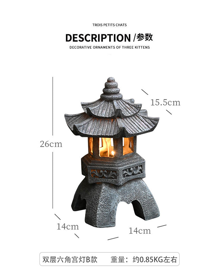 Chinese Antique Style Palace Lantern Solar Outdoor Courtyard Decoration Ornament Garden Villa Balcony Floor Landscape Lamp