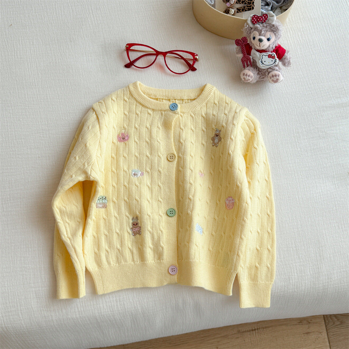 Sweet Little Girl Cute Embroidered Sweater Outerwear Baby Girl Children's Spring and Autumn New Style Girls' Knitted Cardigan Jacket