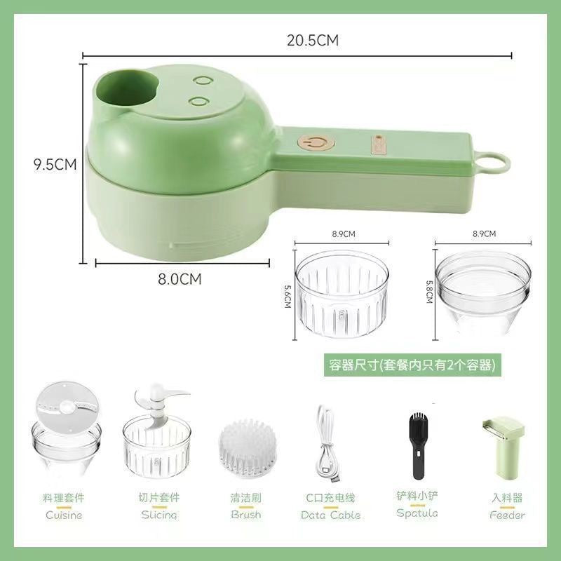 Multifunctional Vegetable Chopper for Chopping Chili Rings, Scallion, Ginger, Garlic Slices, Electric Garlic Masher