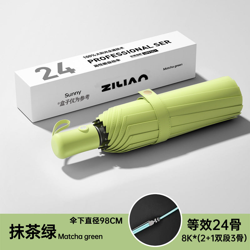 72Fully Automatic Ring Buckle Umbrella Portable Large Custom Wholesale Men's Hook Folding Dual-use for Sun and Rain Women's Special