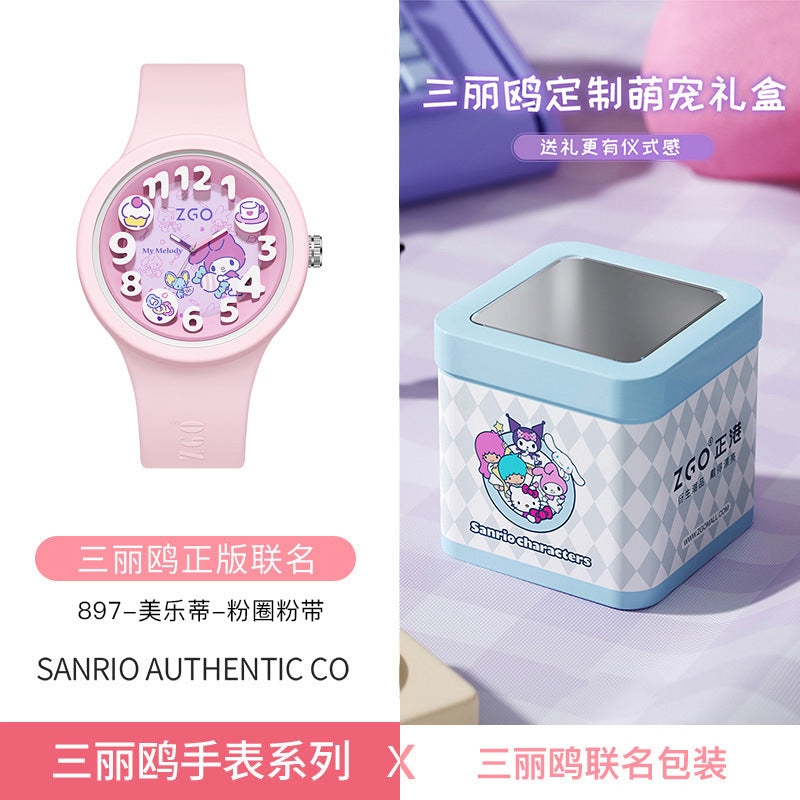 Sanrio Official Genuine Children's Watch for Girls, Cinnamoroll Waterproof, Only Tells Time, Quartz Watch for Middle School Students