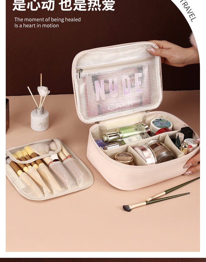 Cross-Border New Detachable Makeup Bag Waterproof Large Capacity Storage Bag Portable Handheld Free Partition Toiletry Bag