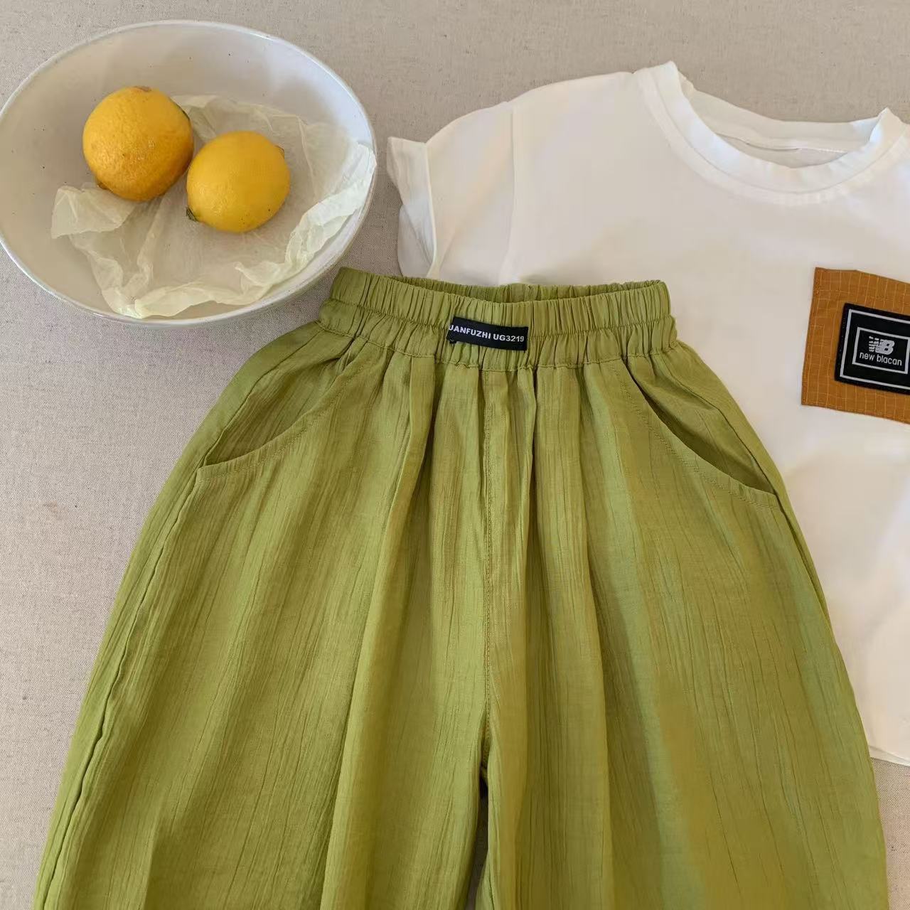 Sweet Little Brother Children's Anti-Mosquito Pants Thin Summer New Boys' Long Pants Soft Baby Solid Color Lantern Pants Girls' Trendy