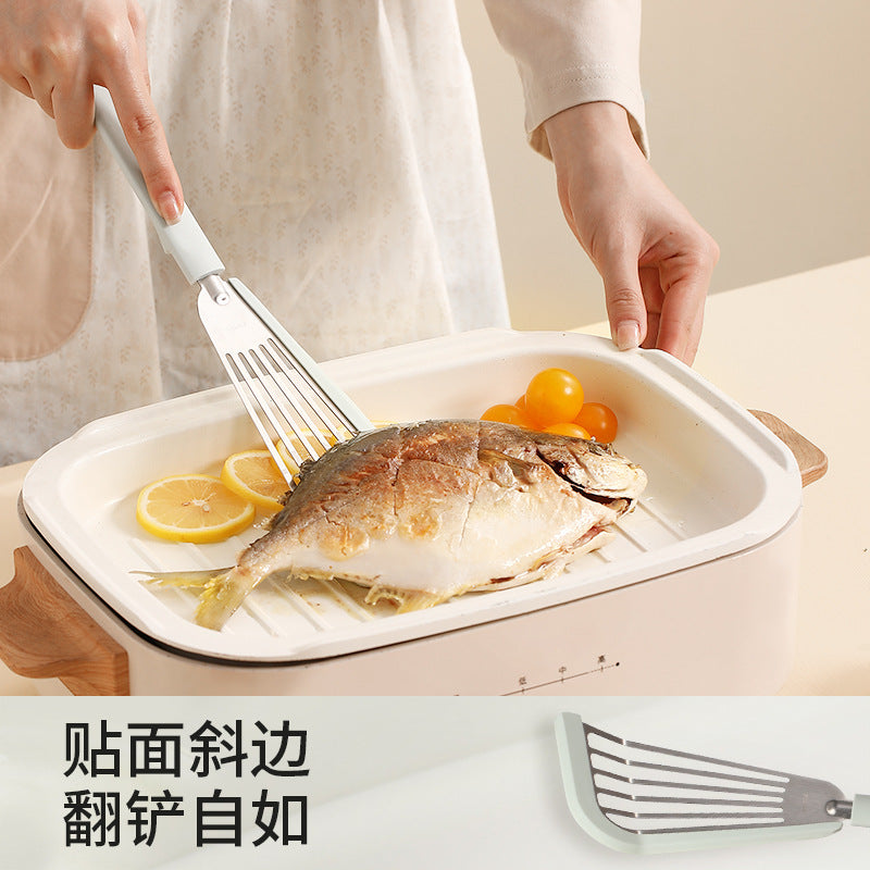 FaSoLa Household High-Temperature Resistant Stainless Steel Spatula Kitchen Stir-Frying Fish Non-Stick Pan Silicone Anti-Scald Cooking Spatula