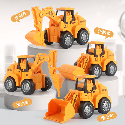 Hot-Selling Children's Push and Slide Construction Vehicles Excavator Bulldozer Fun Simulation Toy Vehicles Factory Direct Sale