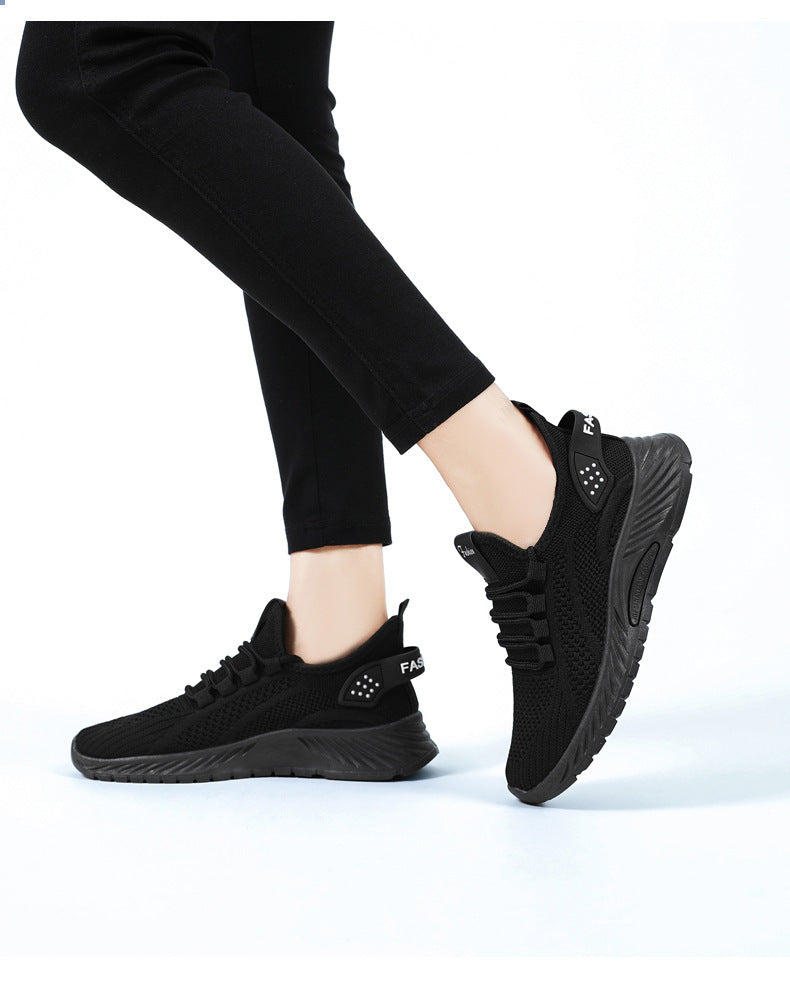 White Flyknit Soft Sole Running Shoes for Women, Summer New Versatile Lightweight Sneakers, Breathable Casual Sports Shoes