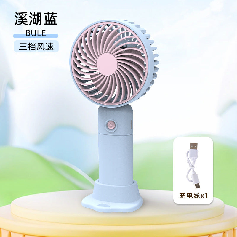 Children's Small Handheld Fan Student Gift Portable Cartoon Mini Portable Rechargeable Small Desktop Fan