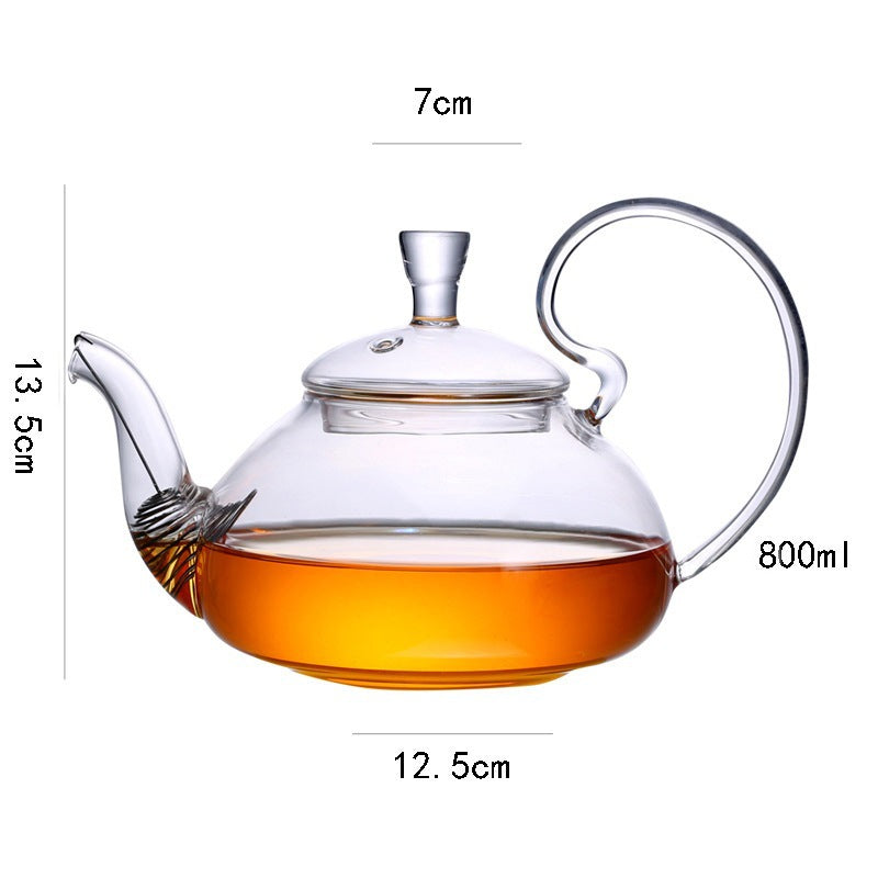 Glass Teapot High Temperature Resistant Thickened Filter Tea Brewing Teapot Household Heatable Fruit Flower Teapot Tea Set