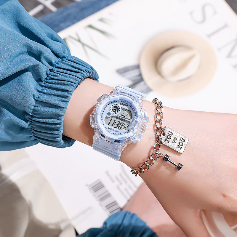 High-Value Electronic Watch for Female Students, Multi-Functional Sports Watch with Alarm Clock, Luminous, Waterproof, Trendy Personality for Middle School Boys