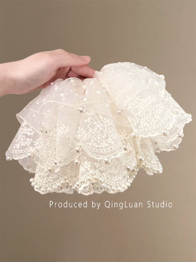 Chloris, the Goddess of Flowers~Super Fairy Pearl Lace Hair Tie New Extra Large French Gentle Atmosphere Travel Hair Rope