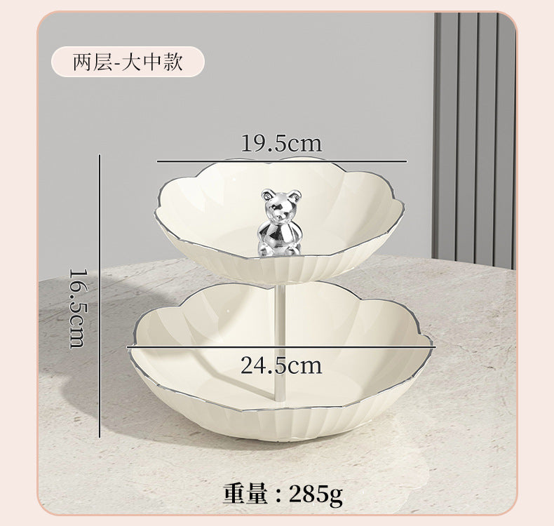 Multi-layer Fruit Plate High-end Luxury Style Home Living Room Snacks Nuts Candy Dried Fruits Fruit Plate Tea Pastry Dessert Plate