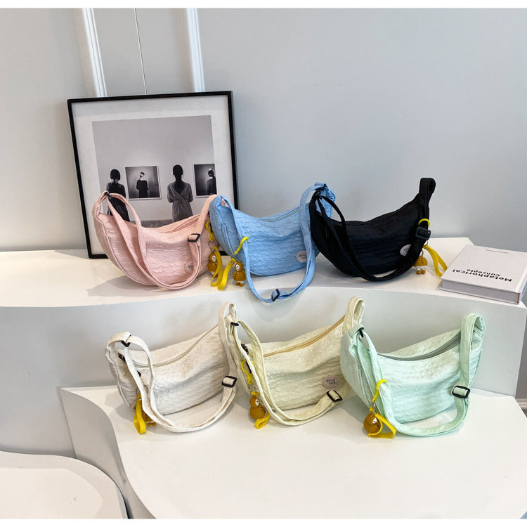 Cute and Versatile Niche Canvas Small Bag for Women2023New Women's Bag Korean Version Crossbody Bag Fashion Single Shoulder Dumpling Bag